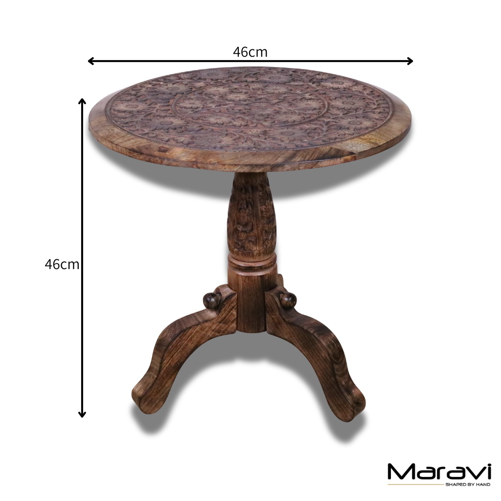 Manka Round Wooden Pedestal Side Table
