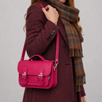 Leather Midi Satchel - Magenta