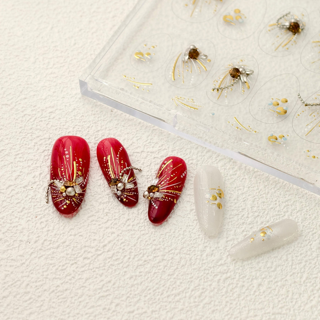 Hello Claws | Gold Firework Nail Deco Sticker