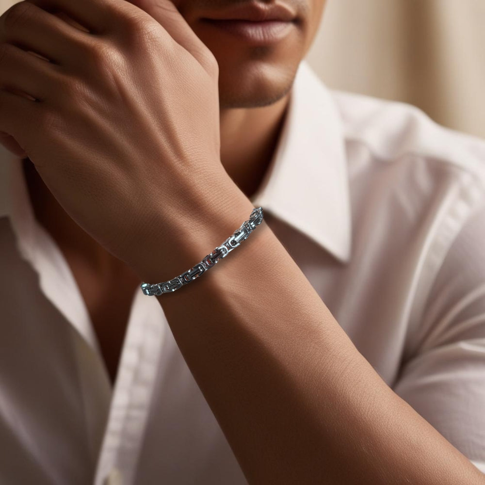 Men's Aztec Chain Silver Bracelet