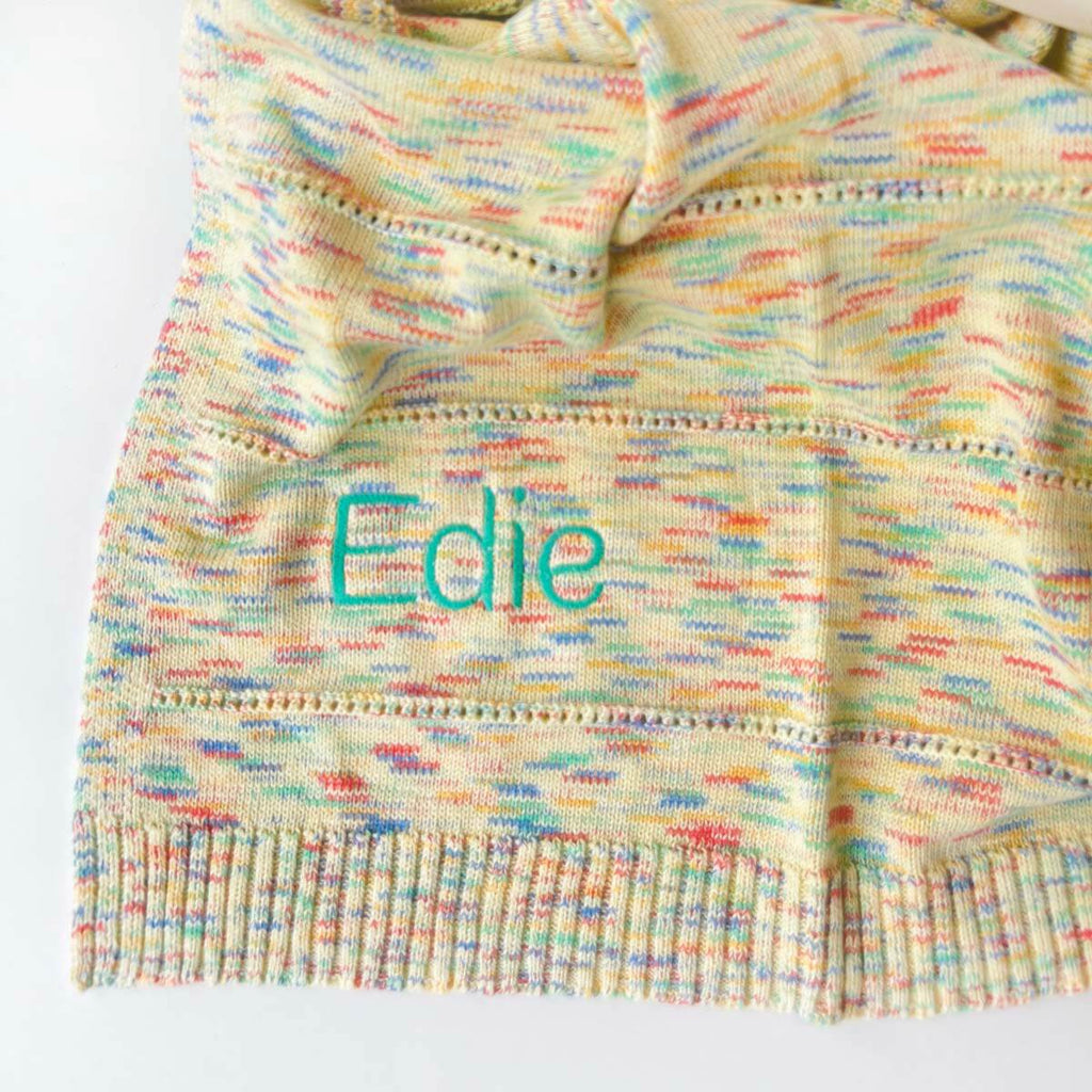 Personalised Knitted Baby Blanket, Space Dye - Merry