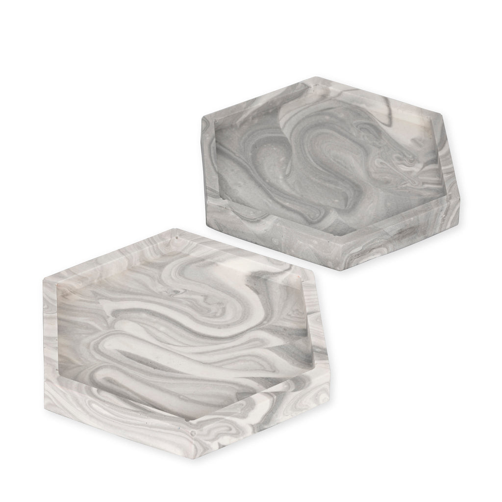Hexagon Coasters - Grey Marble