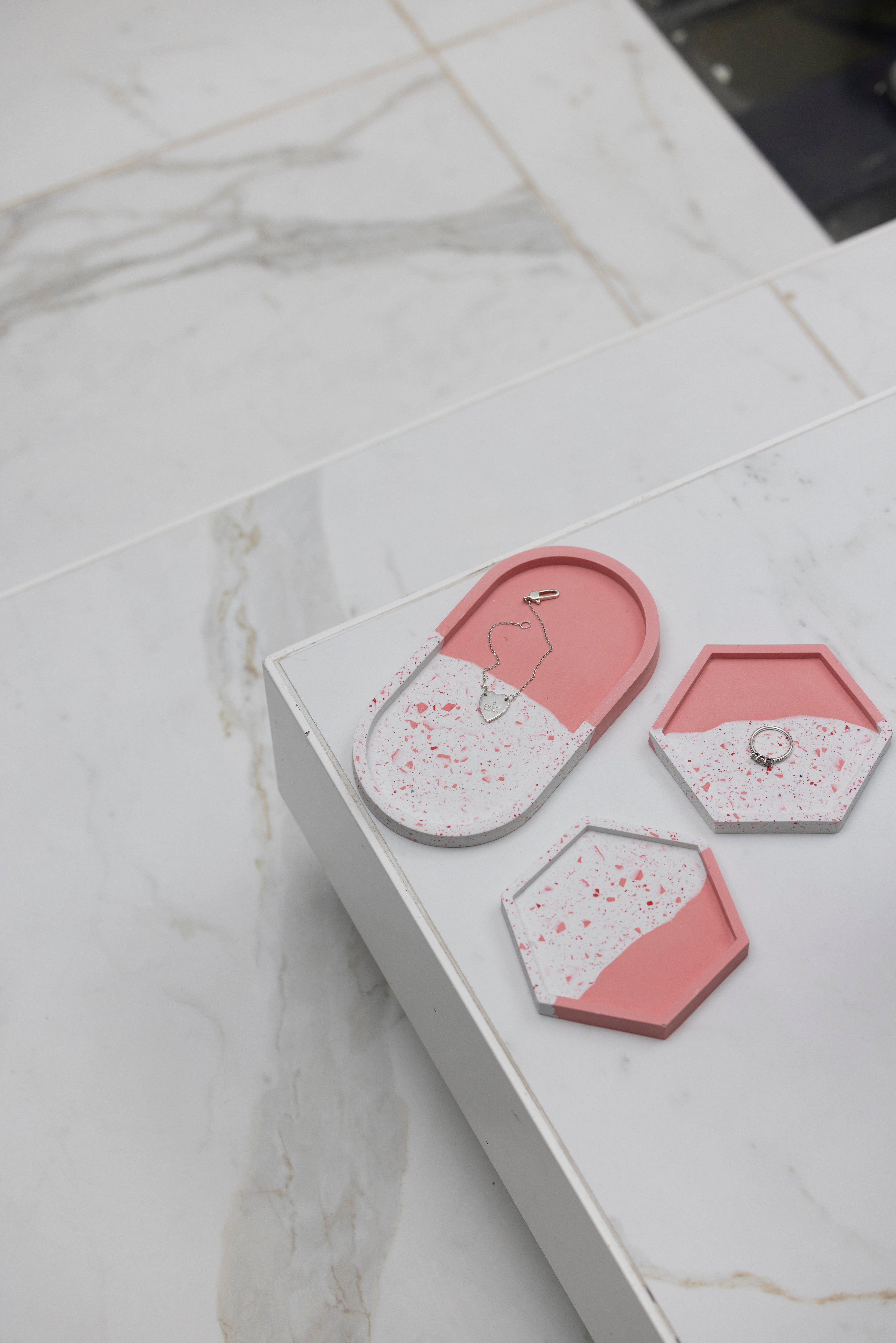 4 Piece Trinket Set - Pink Split