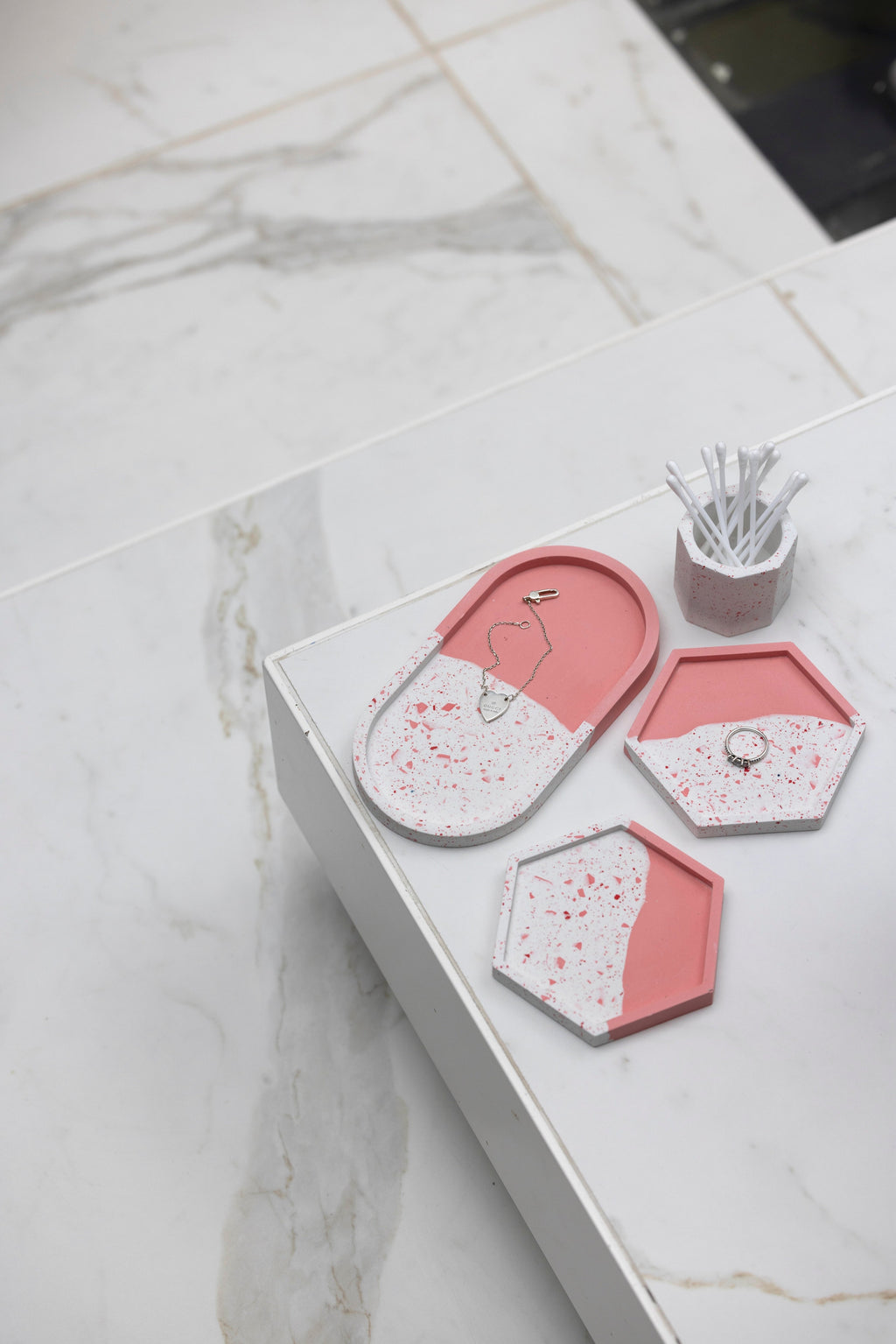 4 Piece Trinket Set - Pink Split