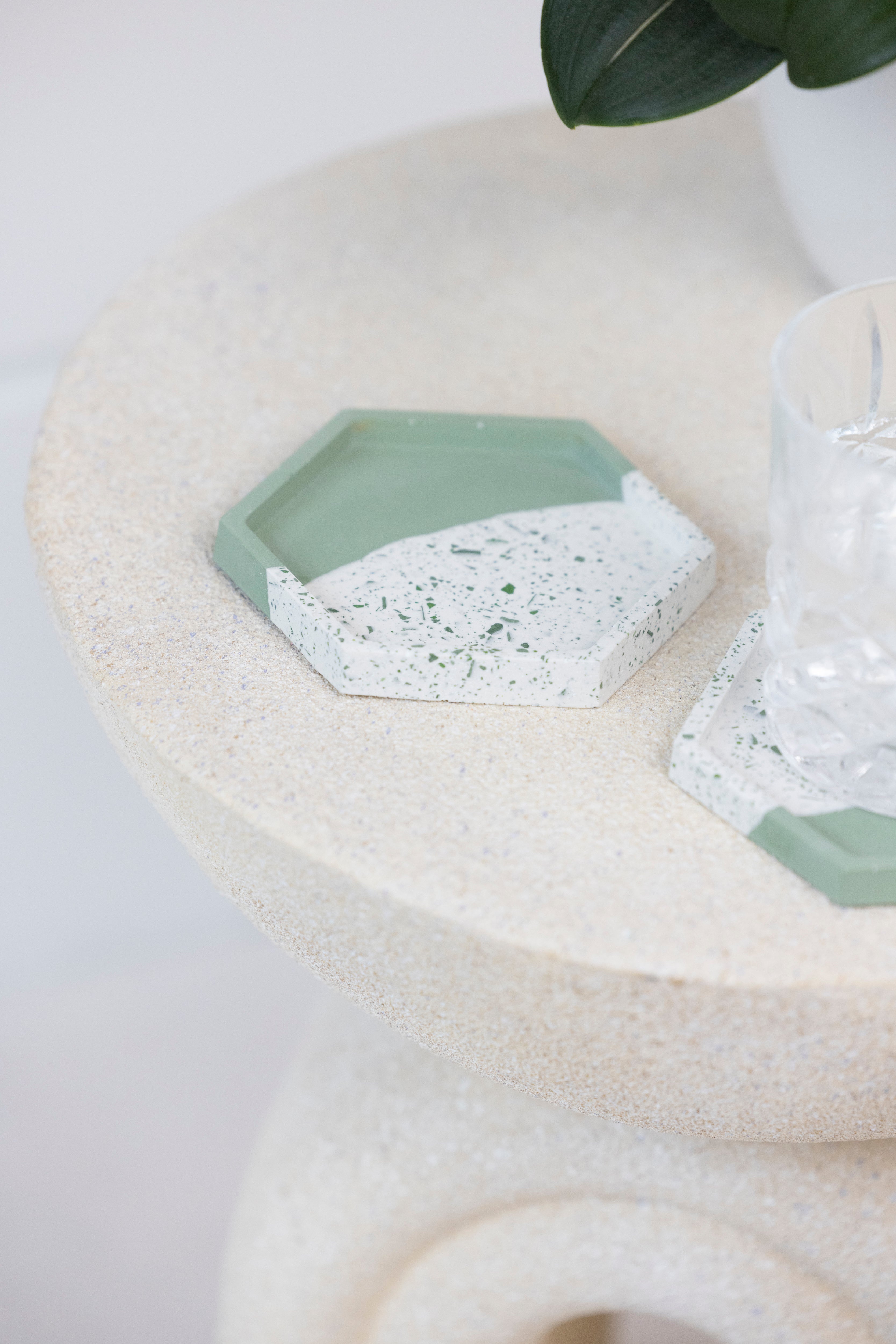 Hexagon Coasters - Sage Split