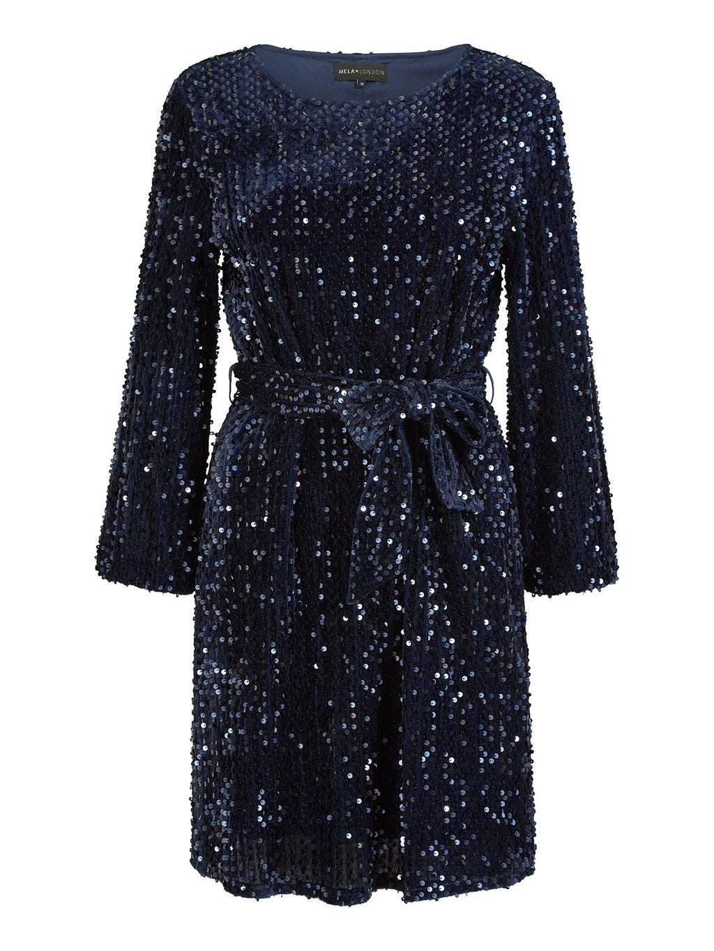 Mela Navy Sequin Smock Dress