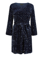 Mela Navy Sequin Smock Dress