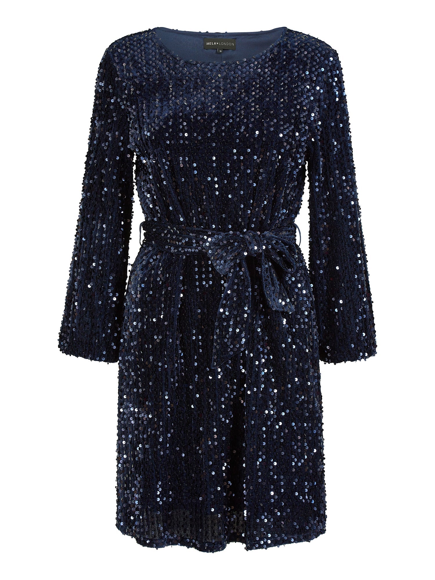 Mela Navy Sequin Smock Dress