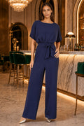 Yumi Navy Batwing Stretch Jumpsuit