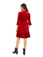 Mela Red Velvet High Neck Skater Dress