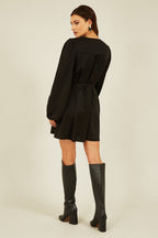 Mela Black Balloon Sleeve Shirt Dress