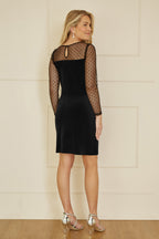 Yumi Black Velvet Dress With Sheer Long Sleeves