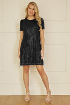 Yumi Black Dripping Sequin Tunic Dress