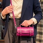 Handmade Leather Bowler Bag - Magenta