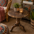 Manka Round Wooden Pedestal Side Table