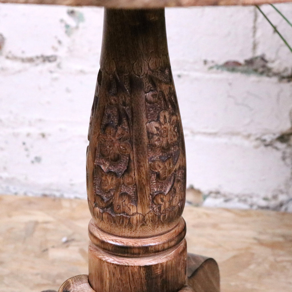 Manka Round Wooden Pedestal Side Table