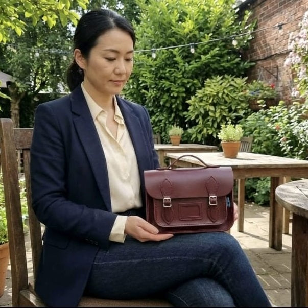 Leather Midi Satchel - Marsala Red