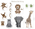 Large Safari Animals and Monkey Wall Decals, Jungle Animal Wall Stickers, Nursery Wall Decals, Repositionable Jungle Wall Decals