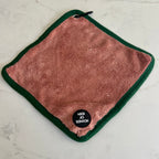 Mini Dog Towel + Clip, Dusty Pink & Green