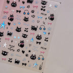 Hello Claws | Black Silver Kitty Nail Deco Sticker