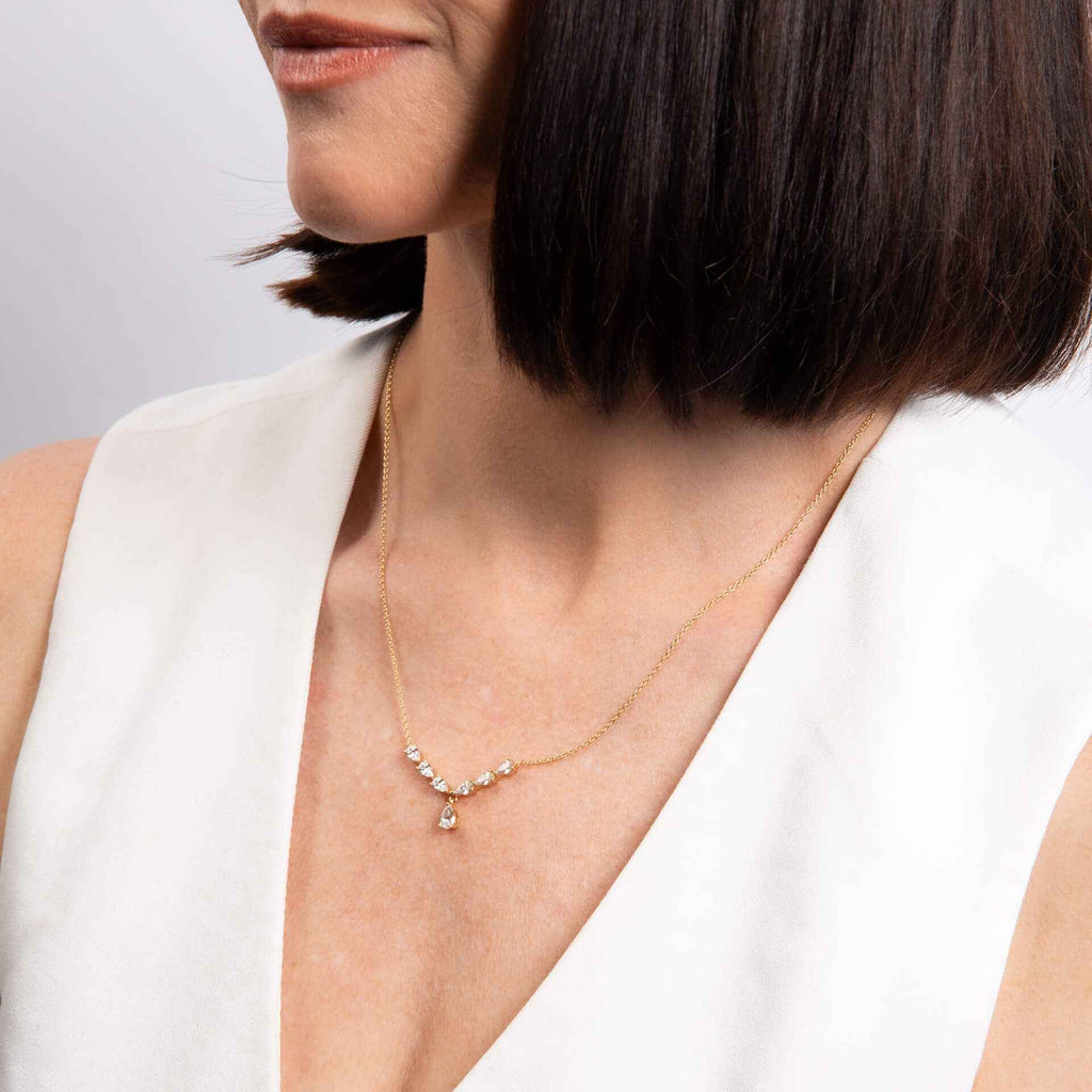Diamonfire Statement Teardrop Zirconia Necklace