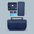 Aura Handmade Leather Bag - Navy Blue