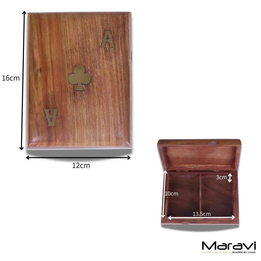 Nadu Double Wooden Playing Card Box With Playing Cards