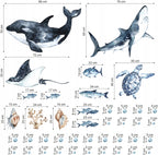 Ocean Predators Decal Set - Orca, Great White Shark, Stingray + More - Watercolour effect stickers