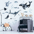 Ocean Predators Decal Set - Orca, Great White Shark, Stingray + More - Watercolour effect stickers