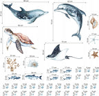 Dolphins & Turtle Decal Set - Ocean Theme - Watercolour Effect Stickers