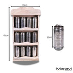 Namak Wooden Wall Mounted Spice Rack with 12 Metal Canisters