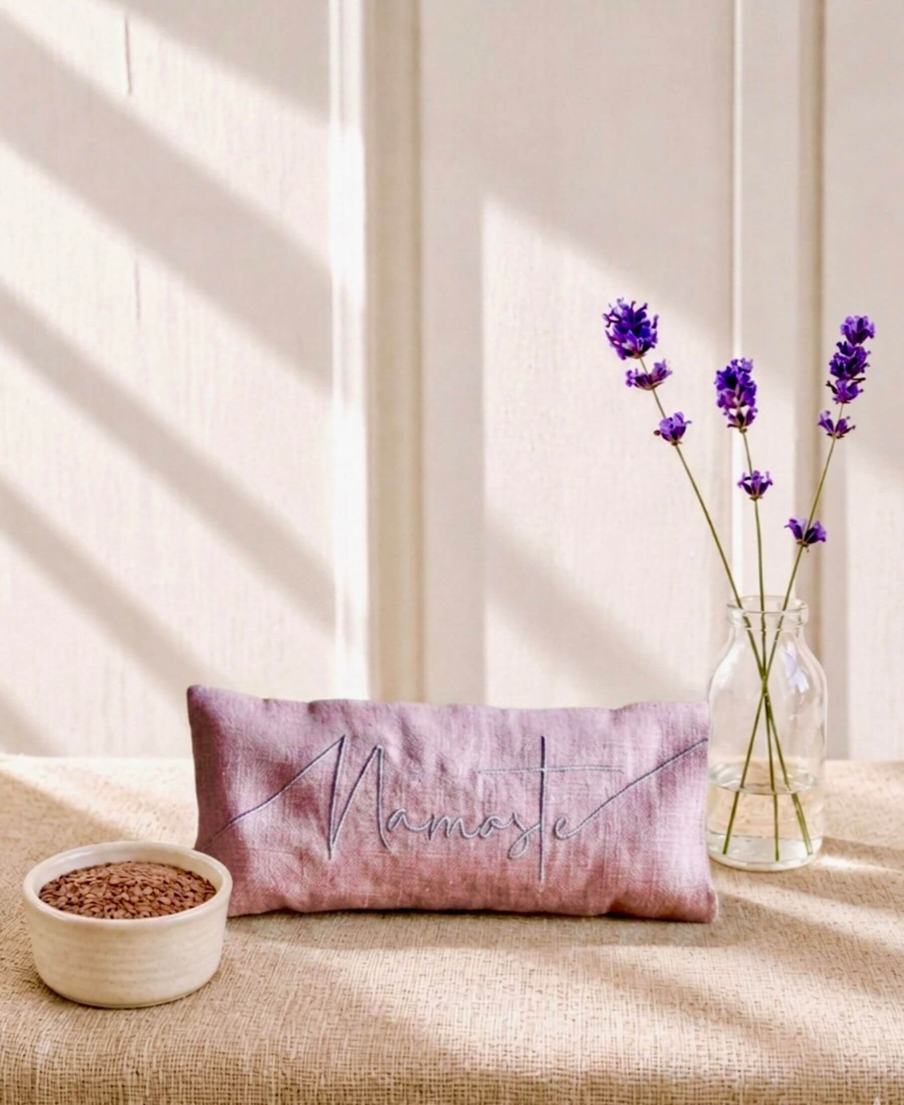 Namaste Embroidered Linen and Lavender Eye Pillow