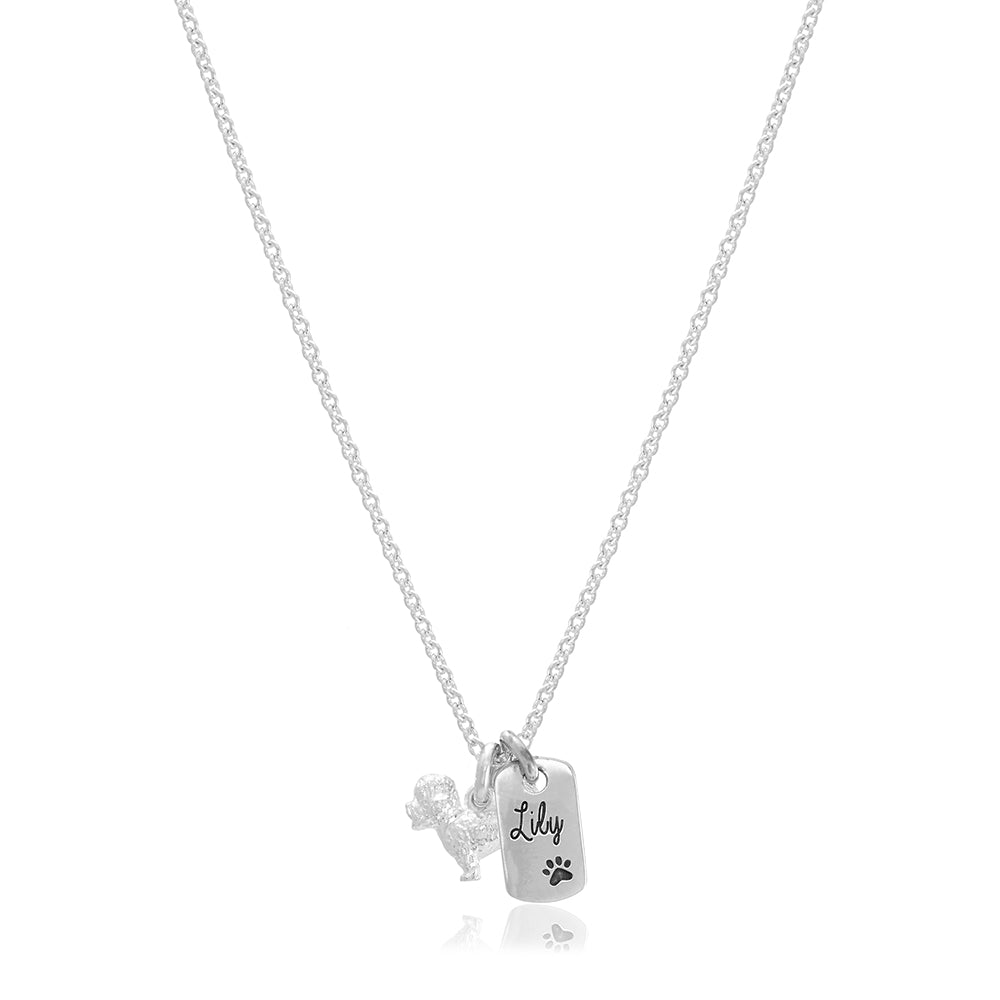 Maltipoo Personalised Silver Dog Tag Necklace
