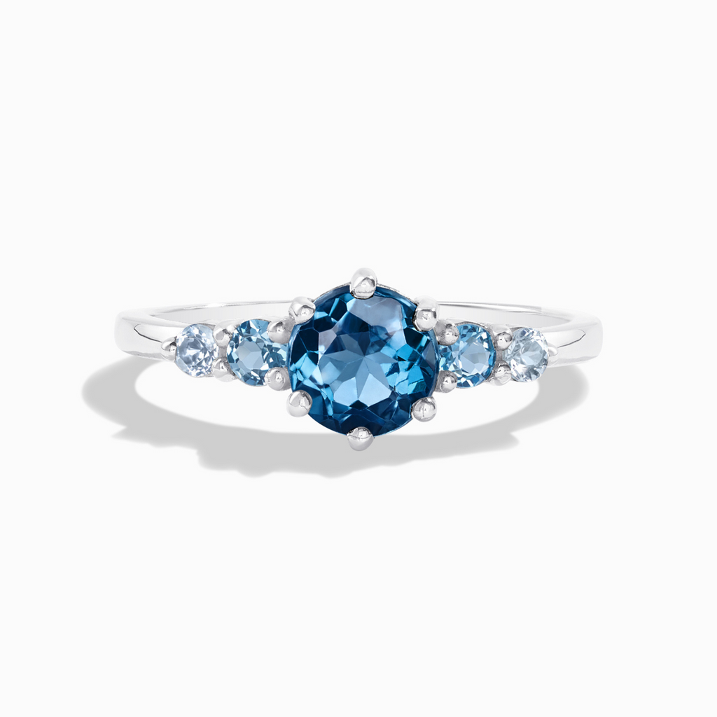 Ombre Blue Topaz Five Stone Ring in Sterling Silver