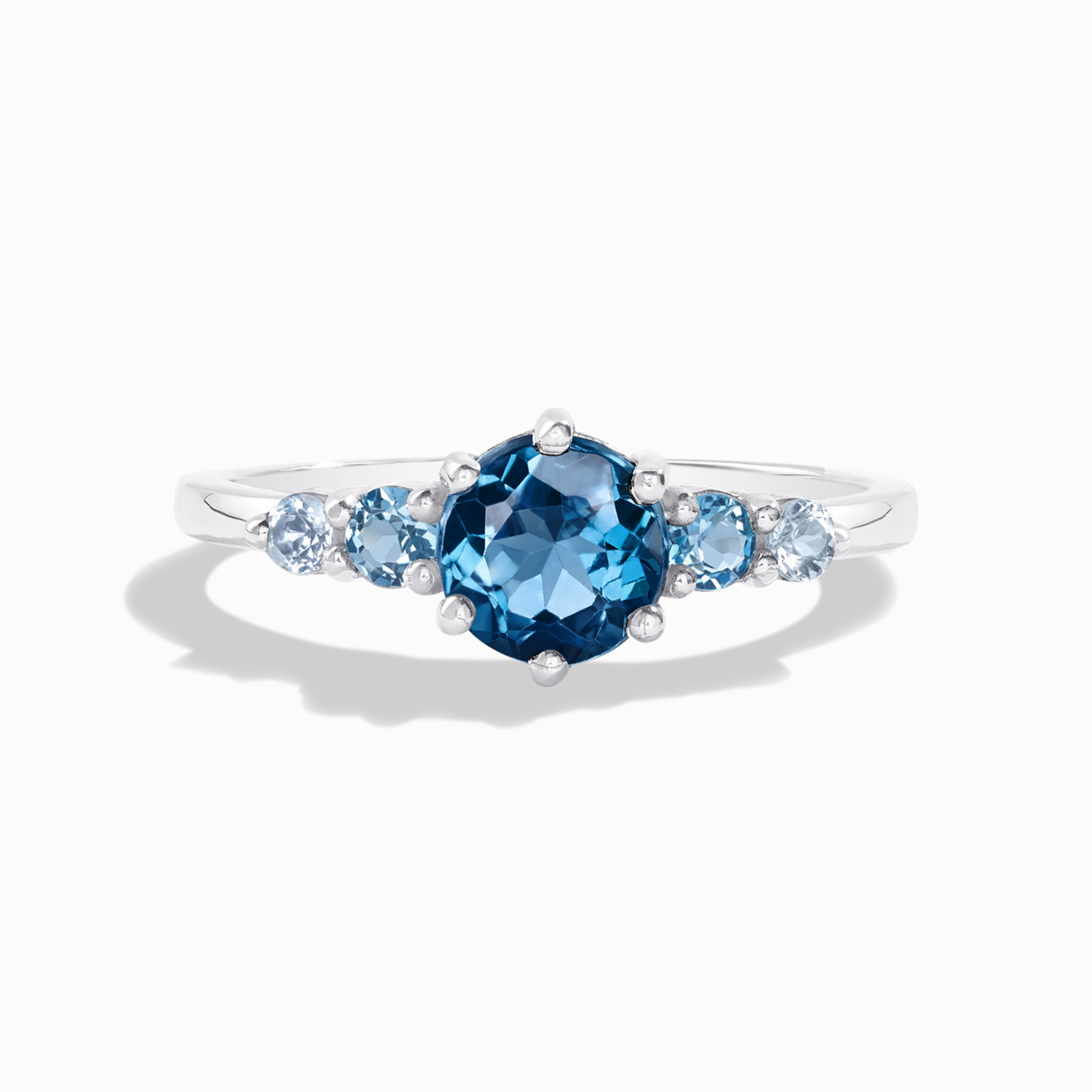 Ombre Blue Topaz Five Stone Ring in Sterling Silver