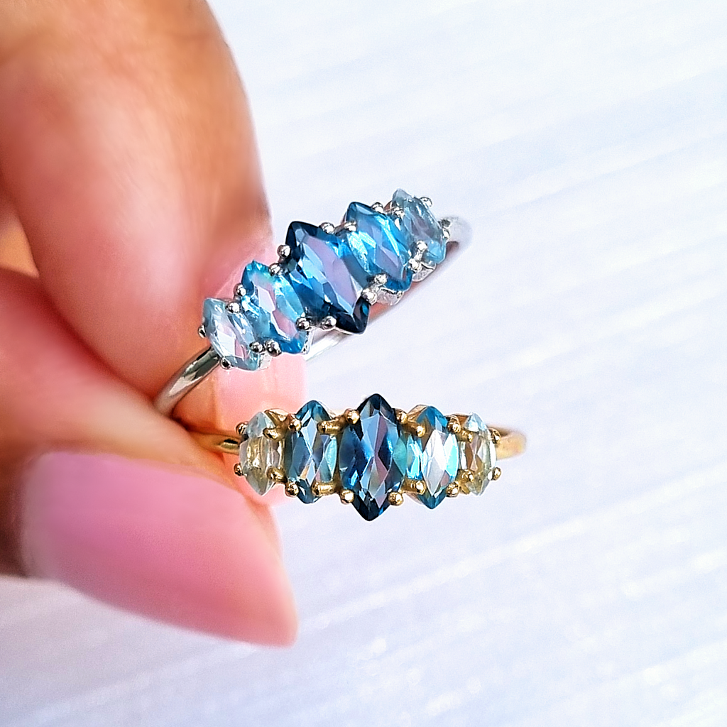 Ombre Blue Topaz Ring in 18k Gold Vermeil