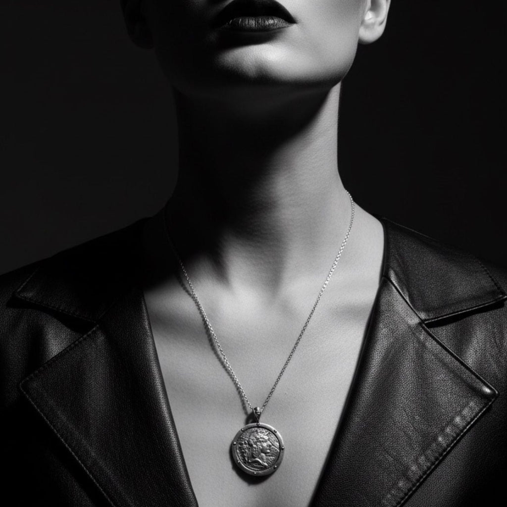 Ancient Coin Pendant Necklace – One of a Kind – Handmade Sterling Silver 925 – Hand-Carved Coin Replica
