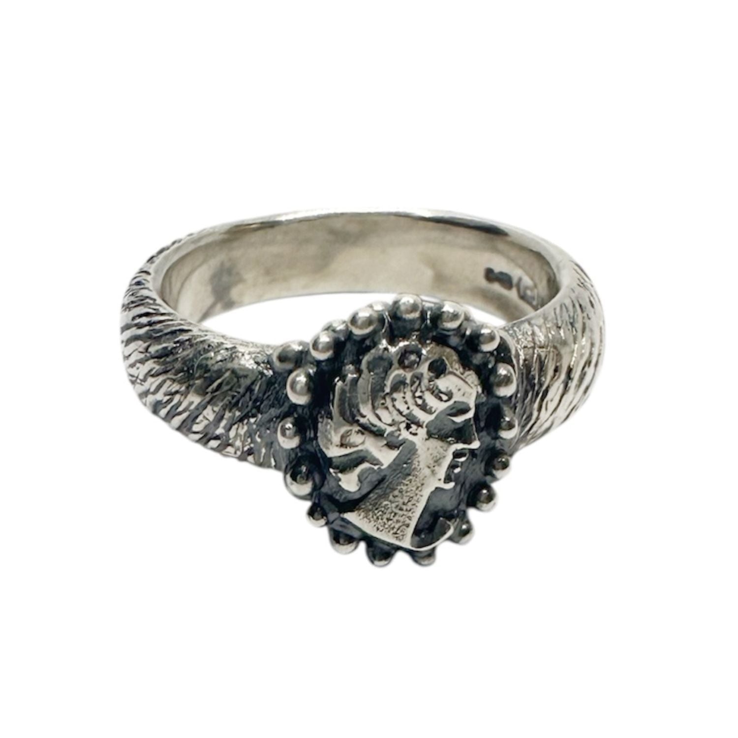 Cameo Muse Ring – One of a Kind – Handmade Sterling Silver 925 – Sculptural Female Portrait