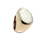 Cocktail Ring – One of a Kind – Handmade Bronze – Mother of Pearl Ceramic Enamel