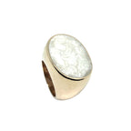 Cocktail Ring – One of a Kind – Handmade Bronze – Mother of Pearl Ceramic Enamel