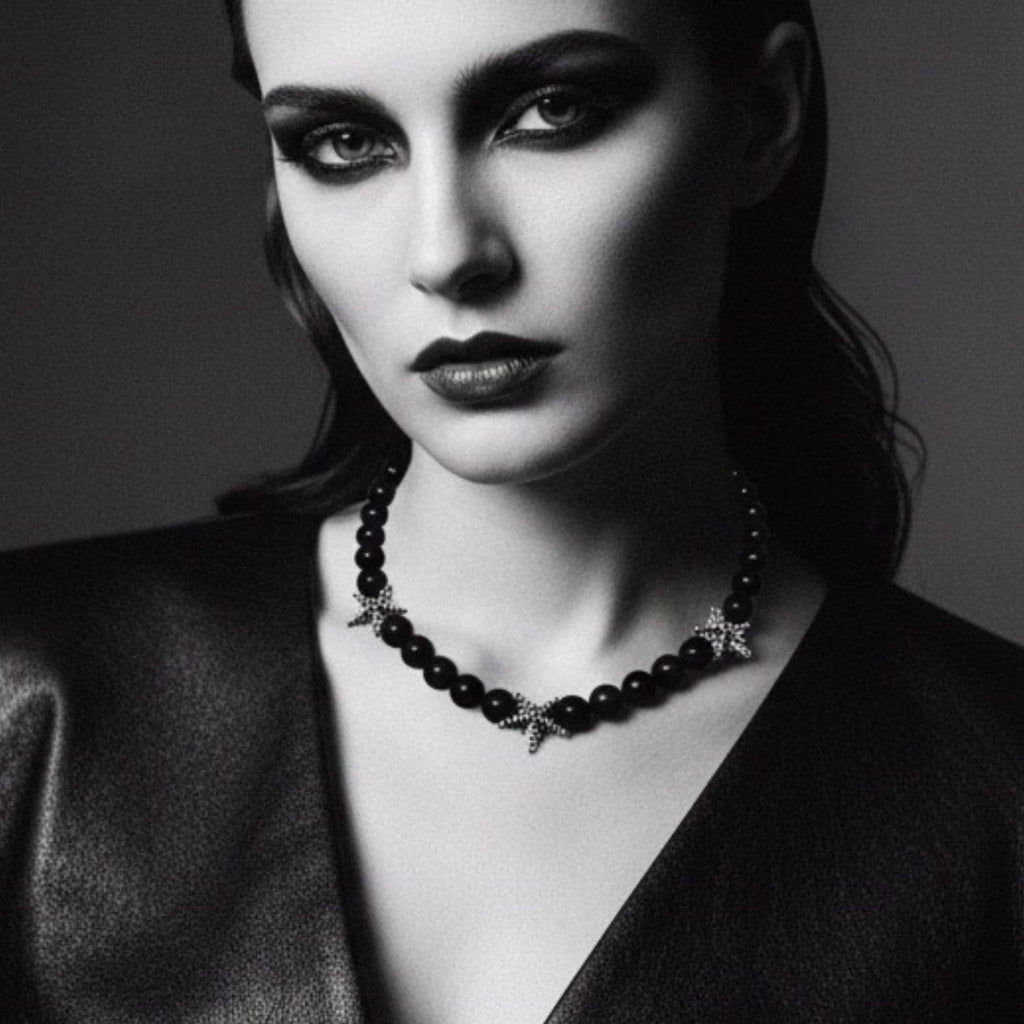 Onyx & Sterling Silver Starfish Necklace – Last One Available – This Version Will Not Be Repeated