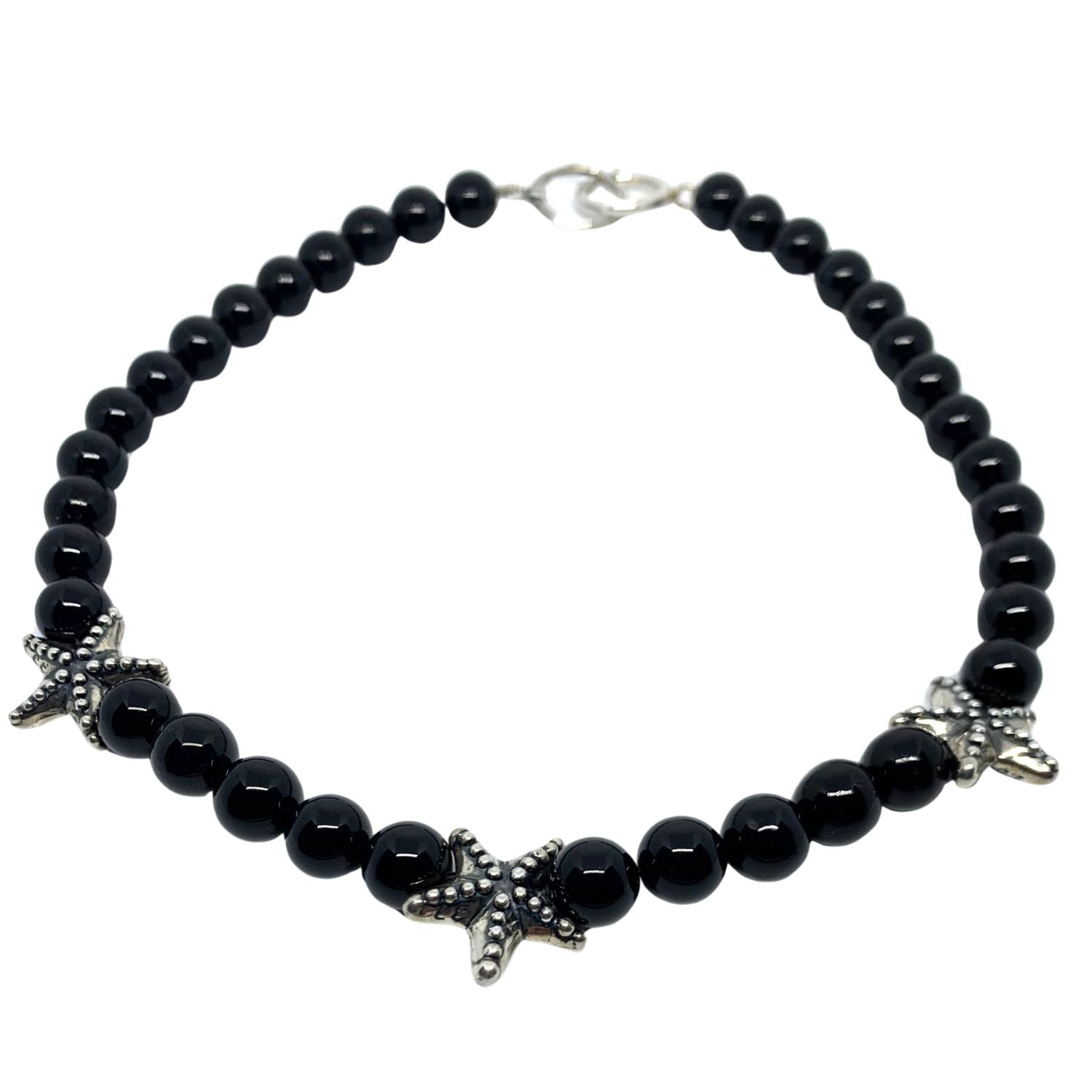 Onyx & Sterling Silver Starfish Necklace – Last One Available – This Version Will Not Be Repeated