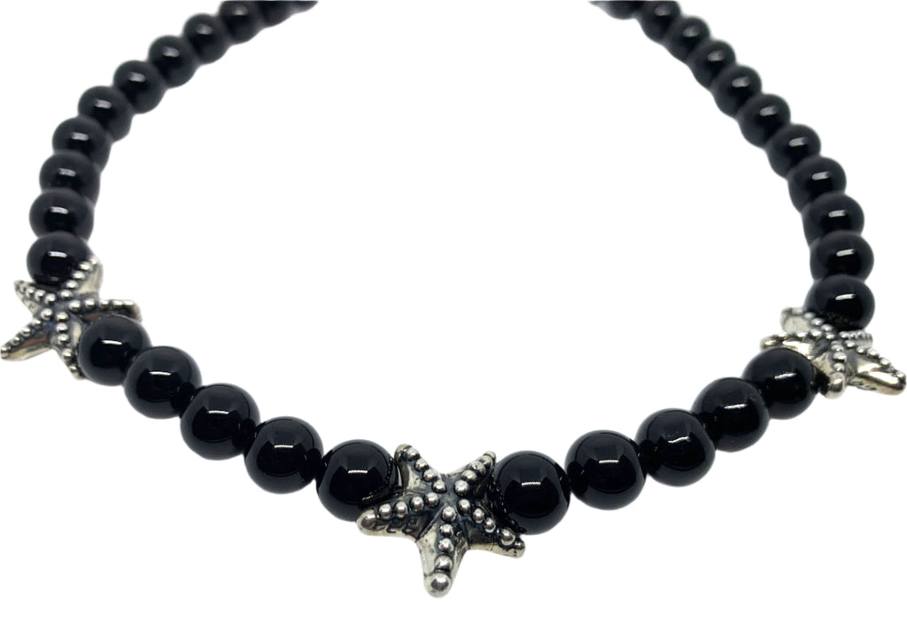 Onyx & Sterling Silver Starfish Necklace – Last One Available – This Version Will Not Be Repeated