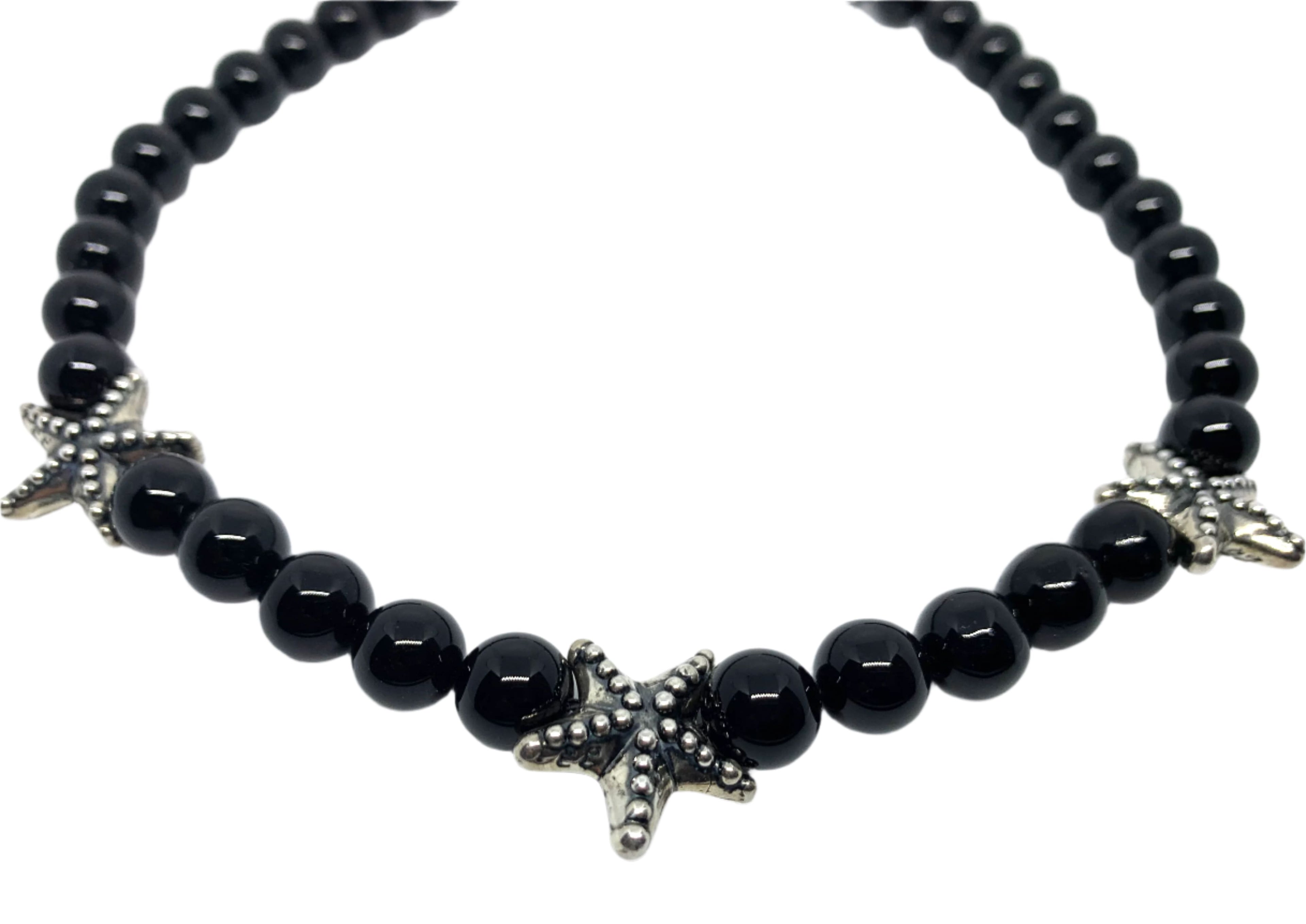 Onyx & Sterling Silver Starfish Necklace – Last One Available – This Version Will Not Be Repeated