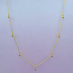 Rice Grain Chain Yellow Gold Charm Necklace
