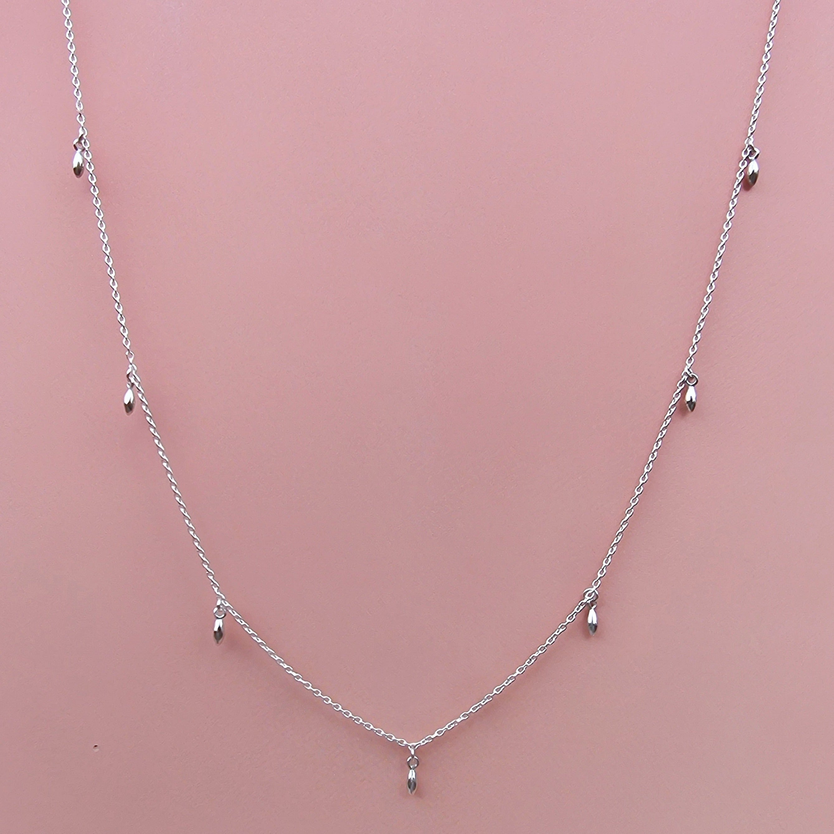 Rice Grain Sterling Silver Charm Necklace