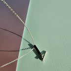 Minimalist Movement Onyx T-Bar Silver Necklace