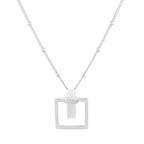 Moonstone Square Sterling Silver Satellite Chain Necklace