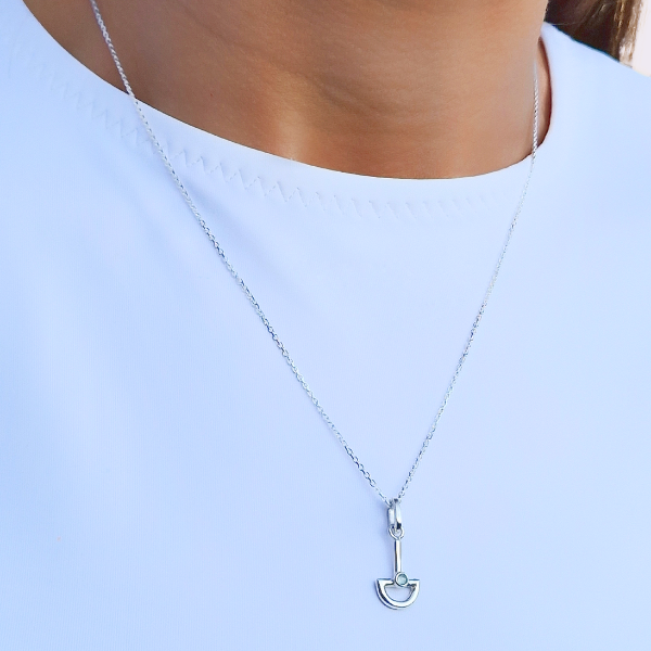 Blue Chalcedony Boat Sterling Silver Necklace