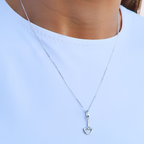 Blue Chalcedony Boat Sterling Silver Necklace
